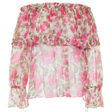 Chloé Floral silk off-shoulder blouse