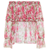 Chloé Floral silk off-shoulder blouse