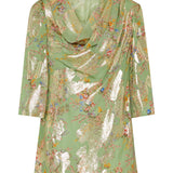 Valentino Garavani Floral metallic jacquard draped blouse