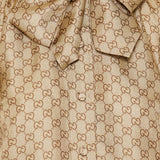 GG tie-neck printed silk twill shirt