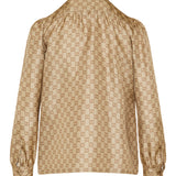 GG tie-neck printed silk twill shirt
