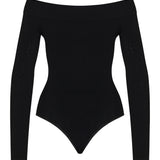 Alaia Sculpting rib-knit off-shoulder bodysuit