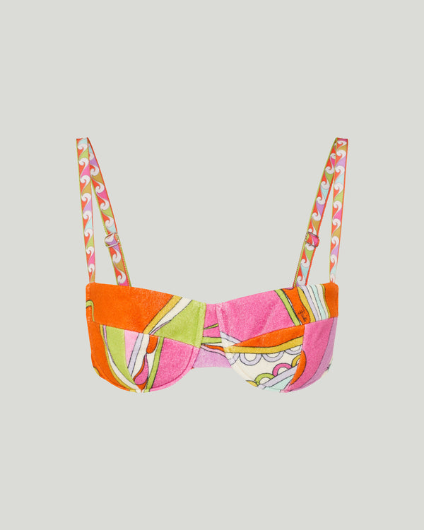 Pucci Printed cotton-terry bikini top