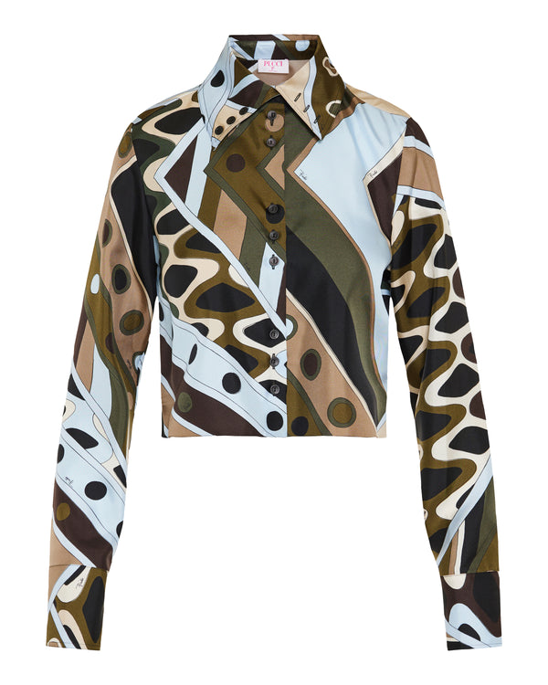 Pucci Vivara print silk crop shirt