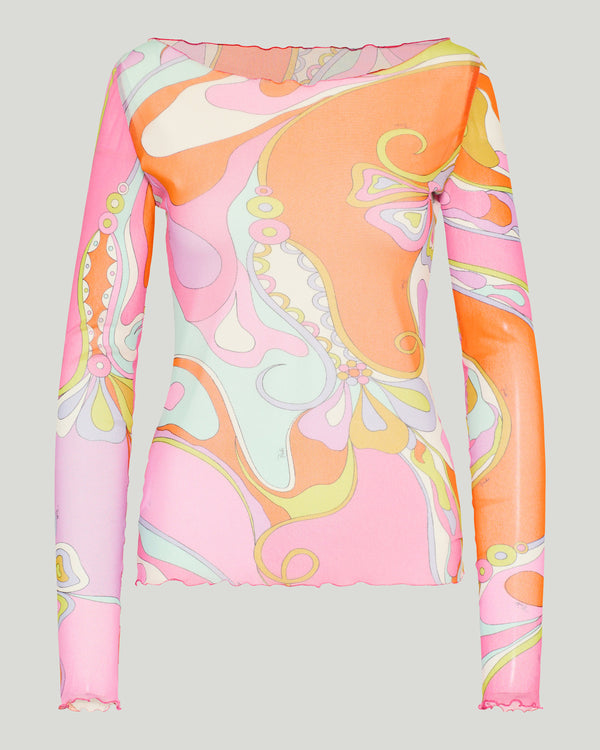 Pucci Orchidee print tulle top