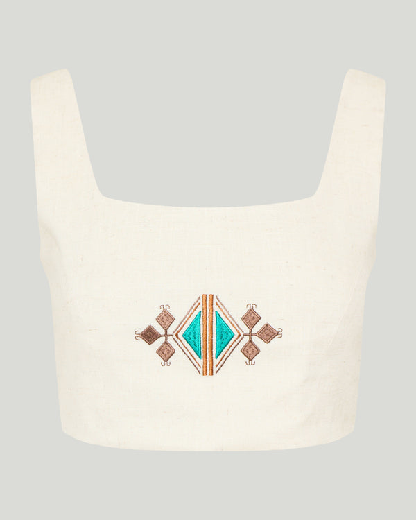 House of Aegae Thrace Embroidered crop top