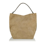 Belted suede tote bag
