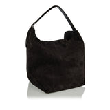 Belted suede tote bag