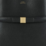 Belted leather bucket bag