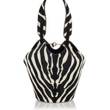 Lotus mini suede zebra‑print tote bag