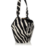 Lotus mini suede zebra‑print tote bag