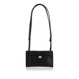 Croc‑effect leather shoulder bag