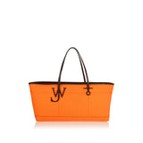Stretch leather anchor canvas tote bag