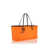 Stretch leather anchor canvas tote bag