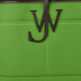 Stretch leather anchor canvas tote bag