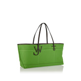 Stretch leather anchor canvas tote bag