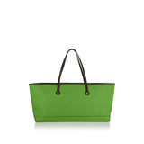 Stretch leather anchor canvas tote bag