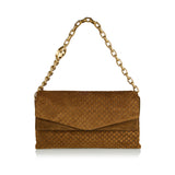 GG embossed large suede shoulder bag