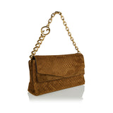 GG embossed large suede shoulder bag
