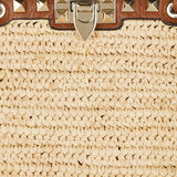 Valentino Garavani Rockstud woven raffia tote bag