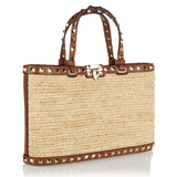 Valentino Garavani Rockstud woven raffia tote bag