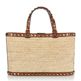 Valentino Garavani Rockstud woven raffia tote bag
