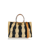 VLogo medium raffia tote bag