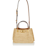 Valentino Garavani VLogo raffia small shopping bag