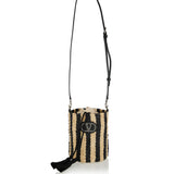 Valentino Garavani Small striped raffia bucket bag