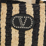 Valentino Garavani Small striped raffia bucket bag