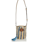 Valentino Garavani Small striped raffia bucket bag