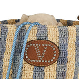 Valentino Garavani Small striped raffia bucket bag