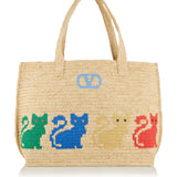 Valentino Garavani Large Embroidered raffia tote bag