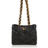 VLogo Laseine leather tote bag