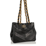 VLogo Laseine leather tote bag