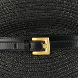 Shuffle Medium leather-trimmed raffia shoulder bag