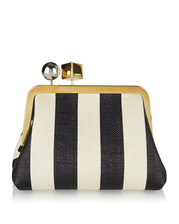 Le Berlingot embellished woven clutch