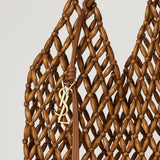 Saint Laurent Leather-trimmed beaded wood tote