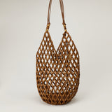 Saint Laurent Leather-trimmed beaded wood tote