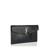 Uptown crocodile-embossed leather pouch