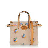 Antibes small canvas shopping bag with embroidery