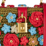 Dolce Box crochet raffia top-handle bag
