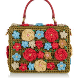 Dolce Box crochet raffia top-handle bag