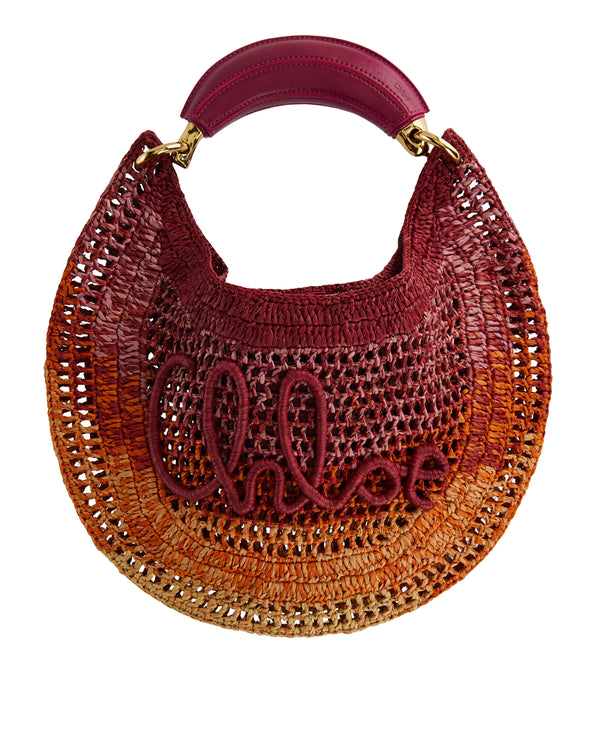 Chloé Summer Banana leather embroidered raffia tote bag