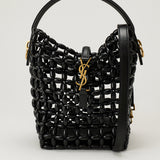 Saint Laurent Le 37 mini logo-embellished leather wood shoulder bag