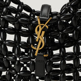 Saint Laurent Le 37 mini logo-embellished leather wood shoulder bag
