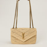 Saint Laurent Loulou Small raffia shoulder bag