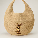 Saint Laurent Icare Cassandre embellished woven raffia shoulder bag