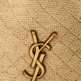 Saint Laurent Icare Cassandre embellished woven raffia shoulder bag