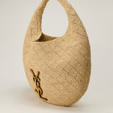 Saint Laurent Icare Cassandre embellished woven raffia shoulder bag